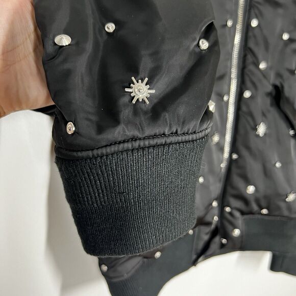 Sandro Sz 2 M Silencio Studded Bomber Black Jacket Full Zip - Picture 5 of 12